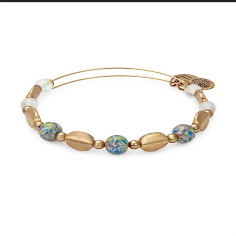 Alex and Ani Gold Beaded Bangle Bracelet-Limited Edition - Picture 1 of 3